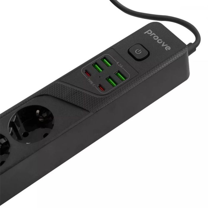 Мережевий фільтр Proove Power Strip P-04 (4 розетки + 4 USB + 2 Type-C) 2М